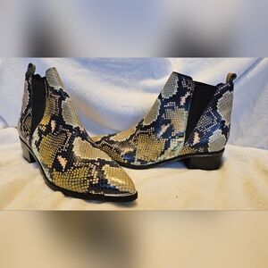 Marc Fisher Yale Chelsea Snakeskin Print Ankle Boots